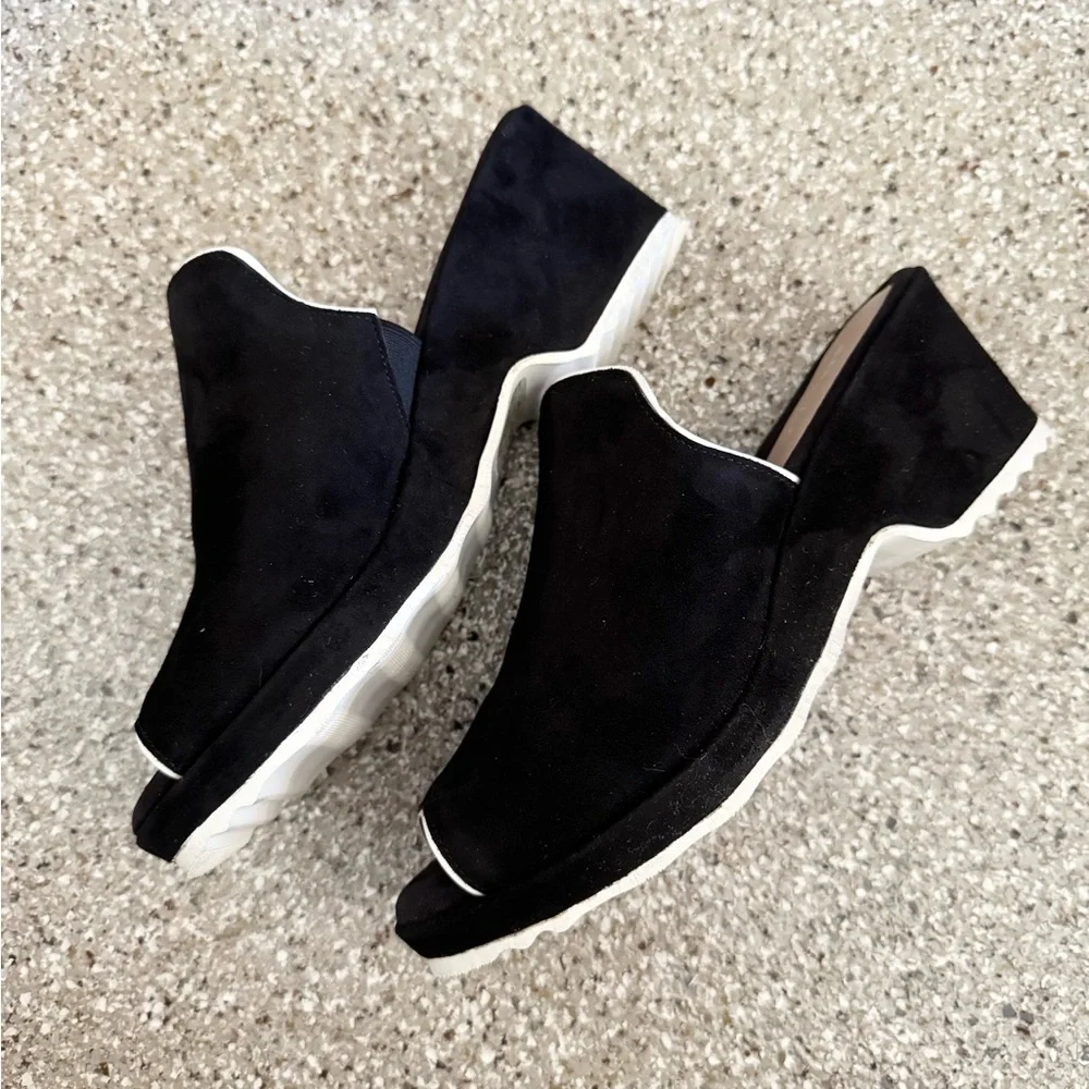 Beautifeel black velvet leather heel mule slip on slides 38 - Picture 2 of 7